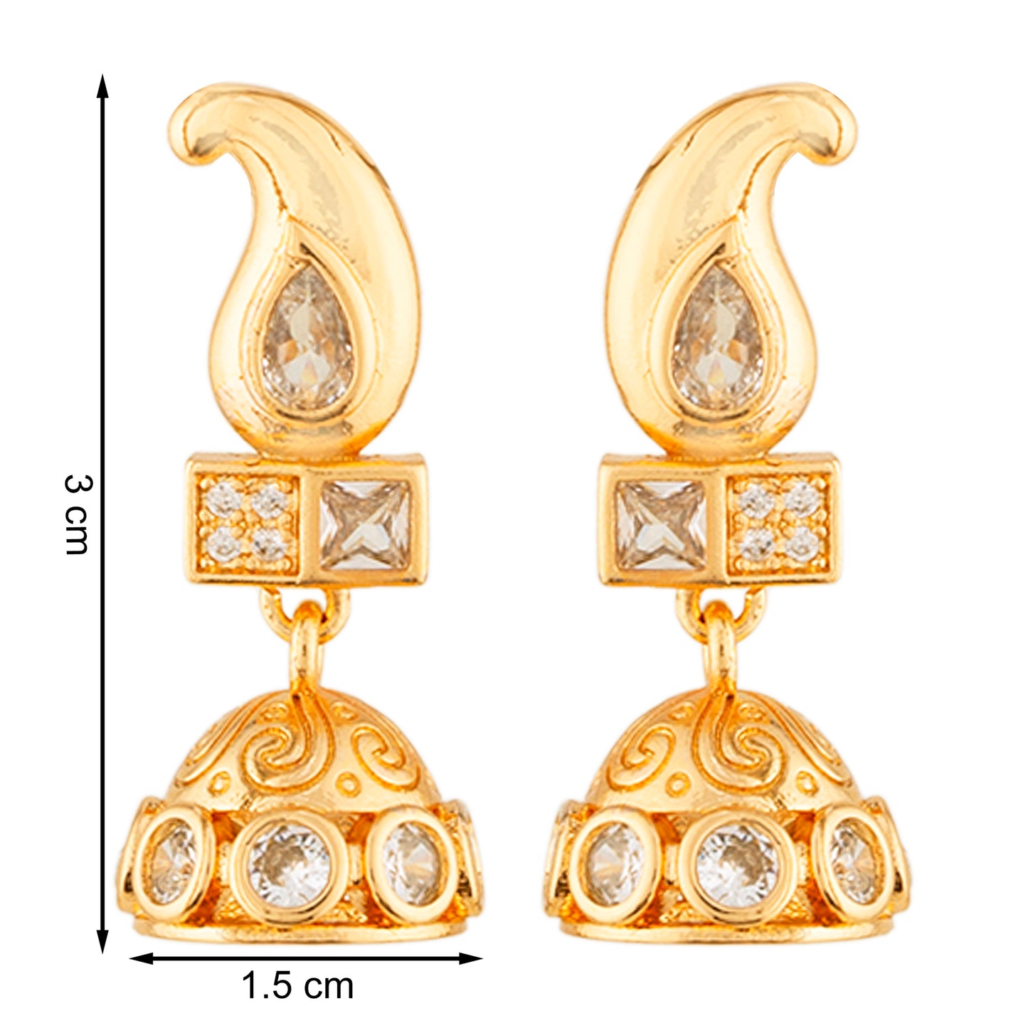 Jewellity Crystal Studded Gold-Plated Necklace and Earrings Set, Floral Design with Paisley Pattern, NSG-108