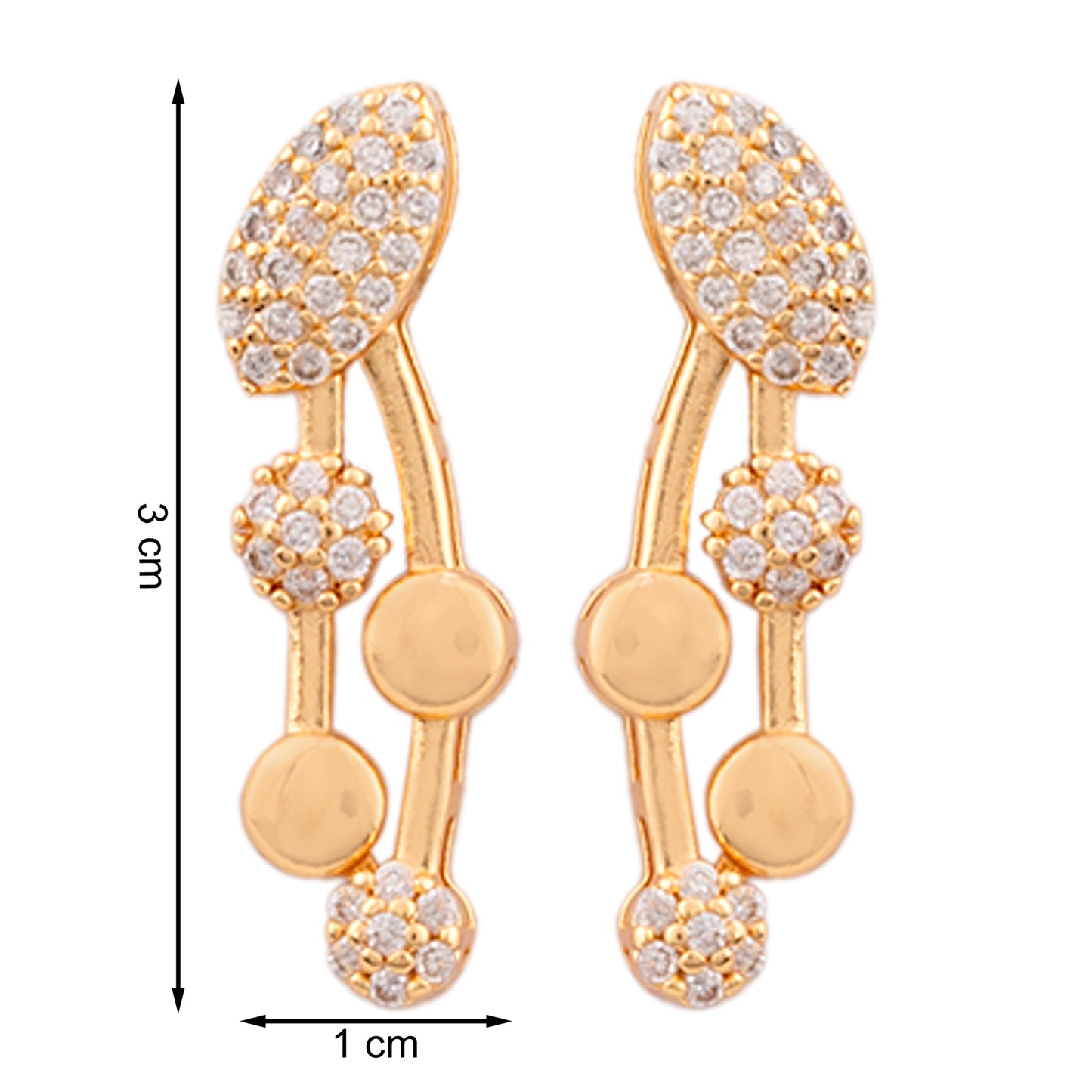 Jewellity Crystal-Studded Gold-Plated Necklace and Earrings Set, Sleek, Rose Gold Finish, With Adjustable Chain