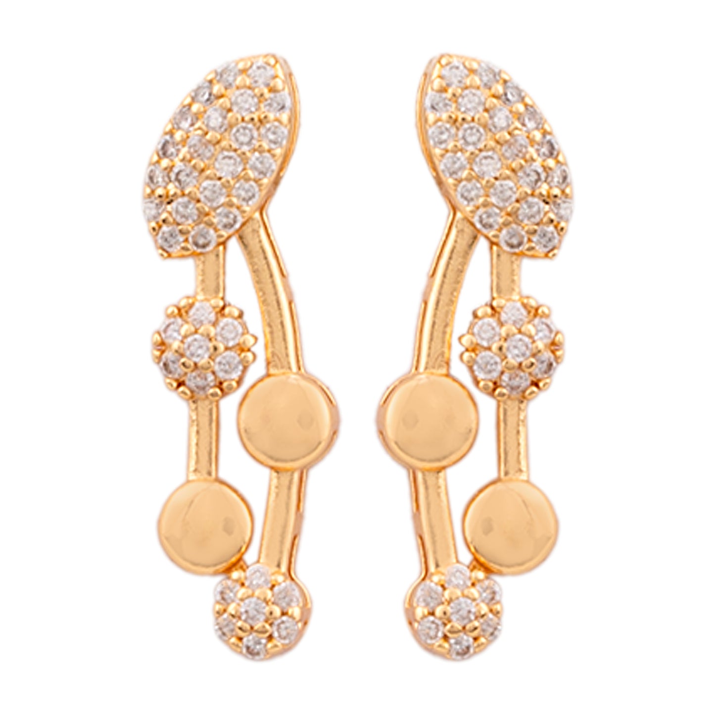 Jewellity Crystal-Studded Gold-Plated Necklace and Earrings Set, Sleek, Rose Gold Finish, With Adjustable Chain
