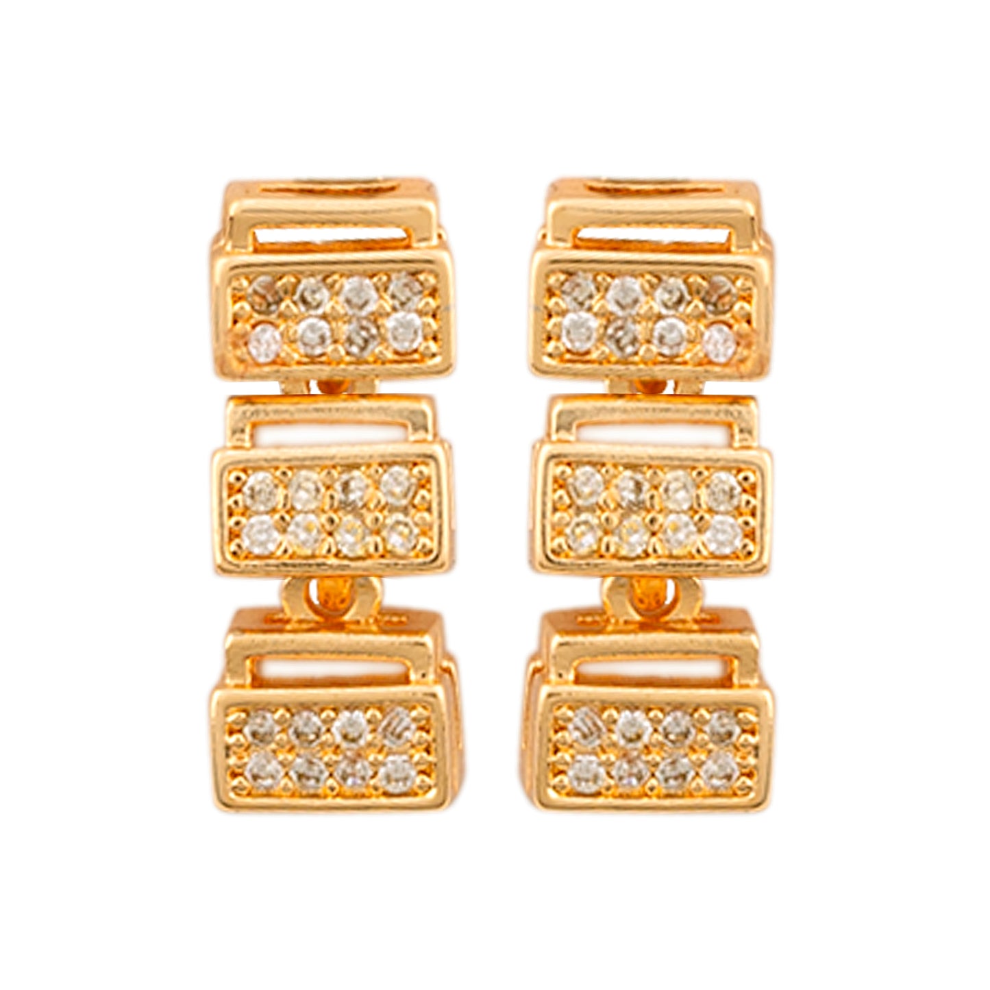 Jewellity Crystal-Studded Sleek Gold Necklace and Earrings Set