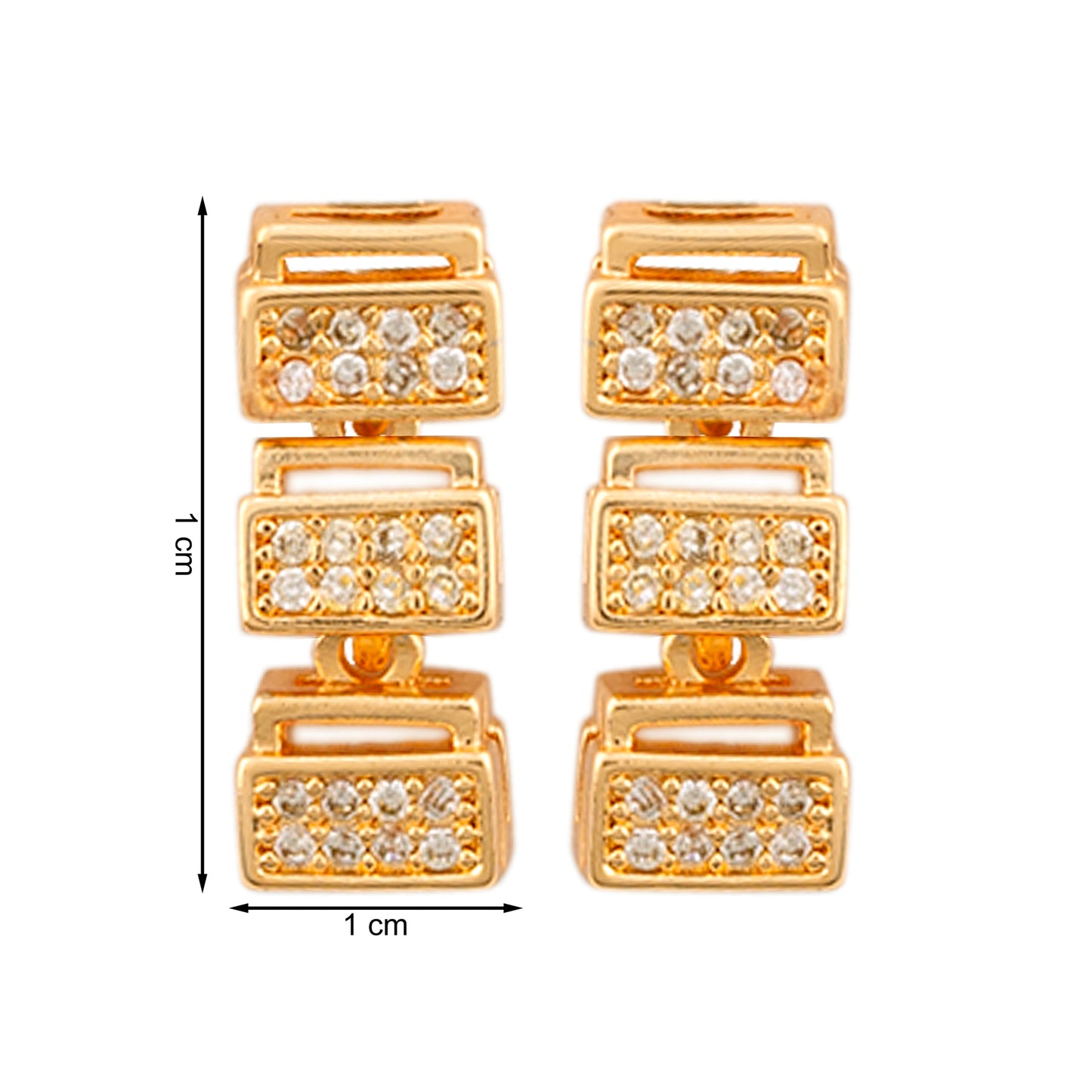 Jewellity Crystal-Studded Sleek Gold Necklace and Earrings Set