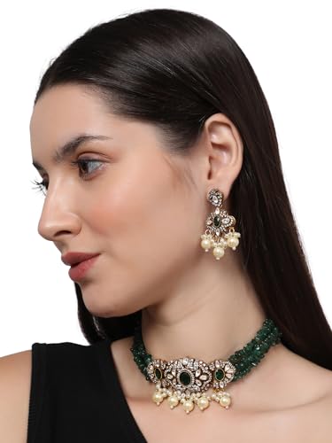 Green Two Tone Kundan and Stone Choker Necklace