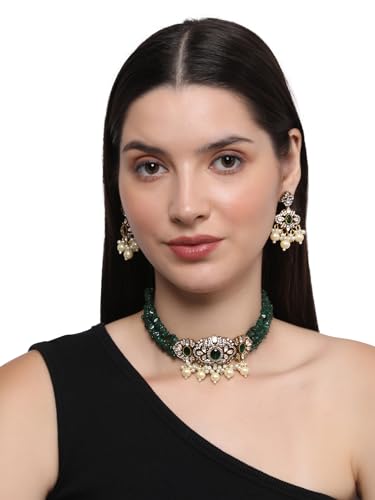 Green Two Tone Kundan and Stone Choker Necklace