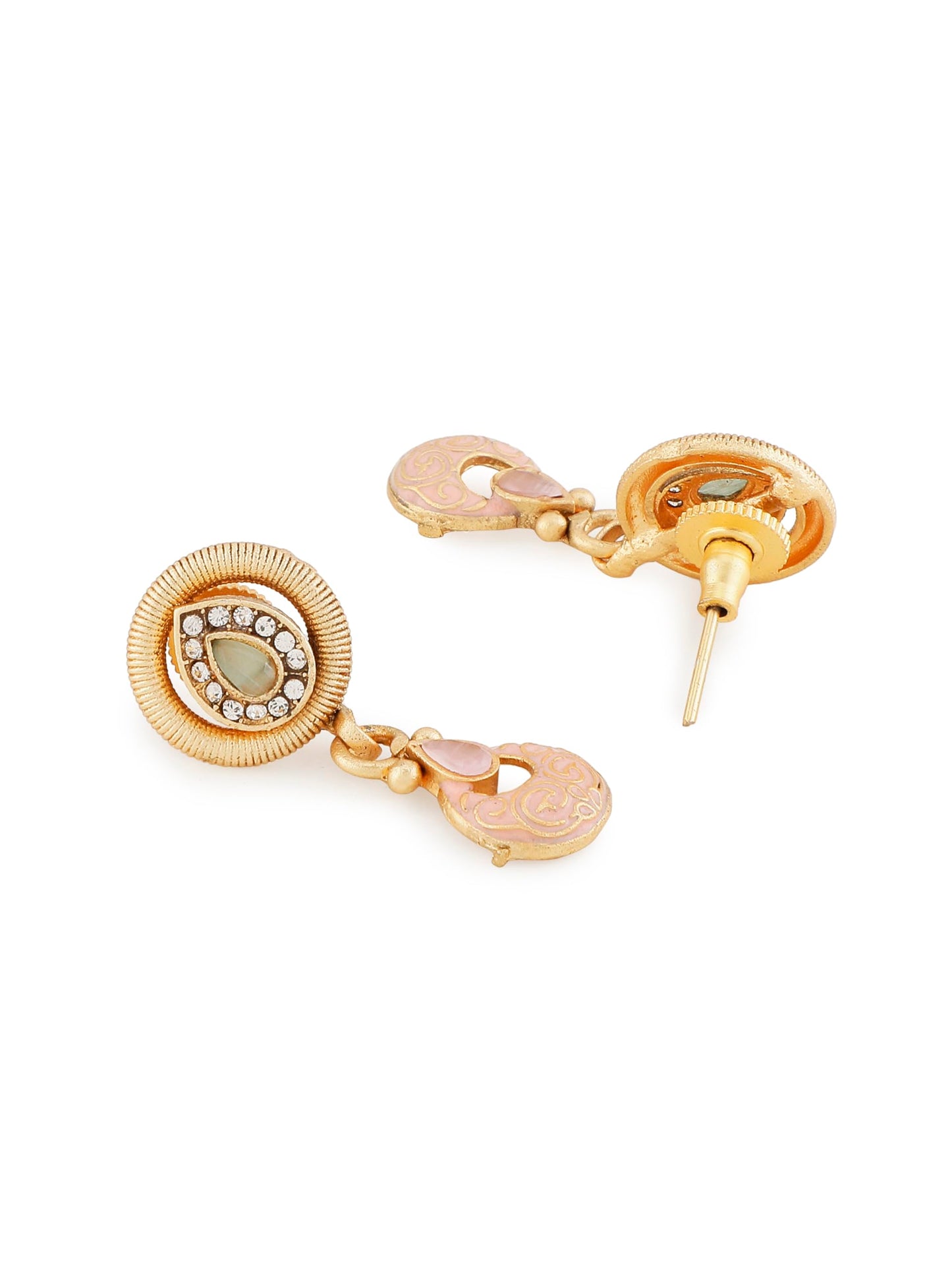Jewellity Pastel colour Meenakari Gold Necklace With Earrings and Tika For Women/Girls NSTG-192