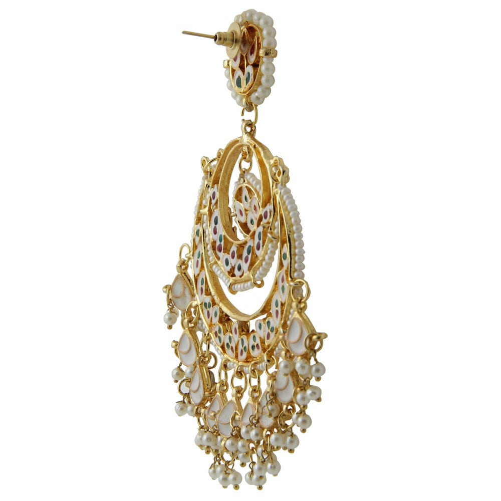 Double Chandbalis With Kundan And Pearl Droppings