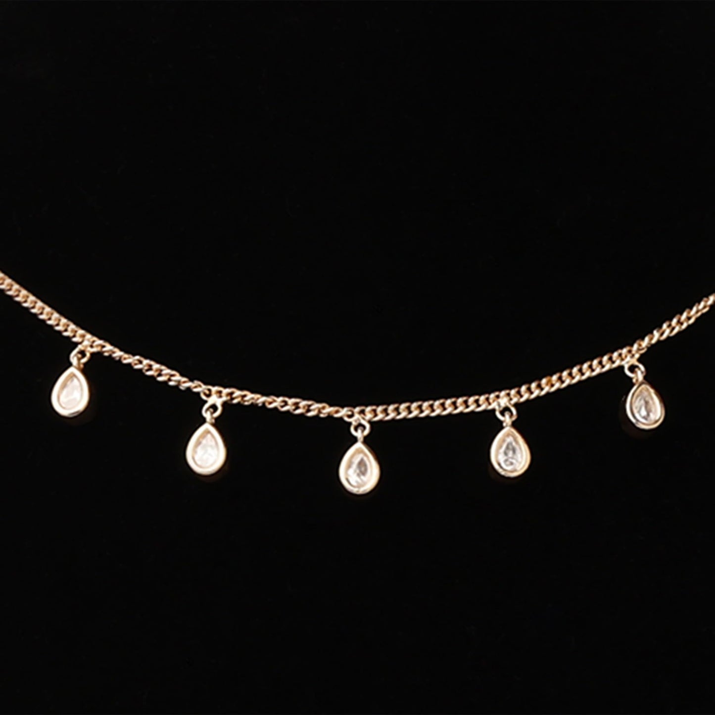 Sparkling Droplets Kundan Chain Necklace Set
