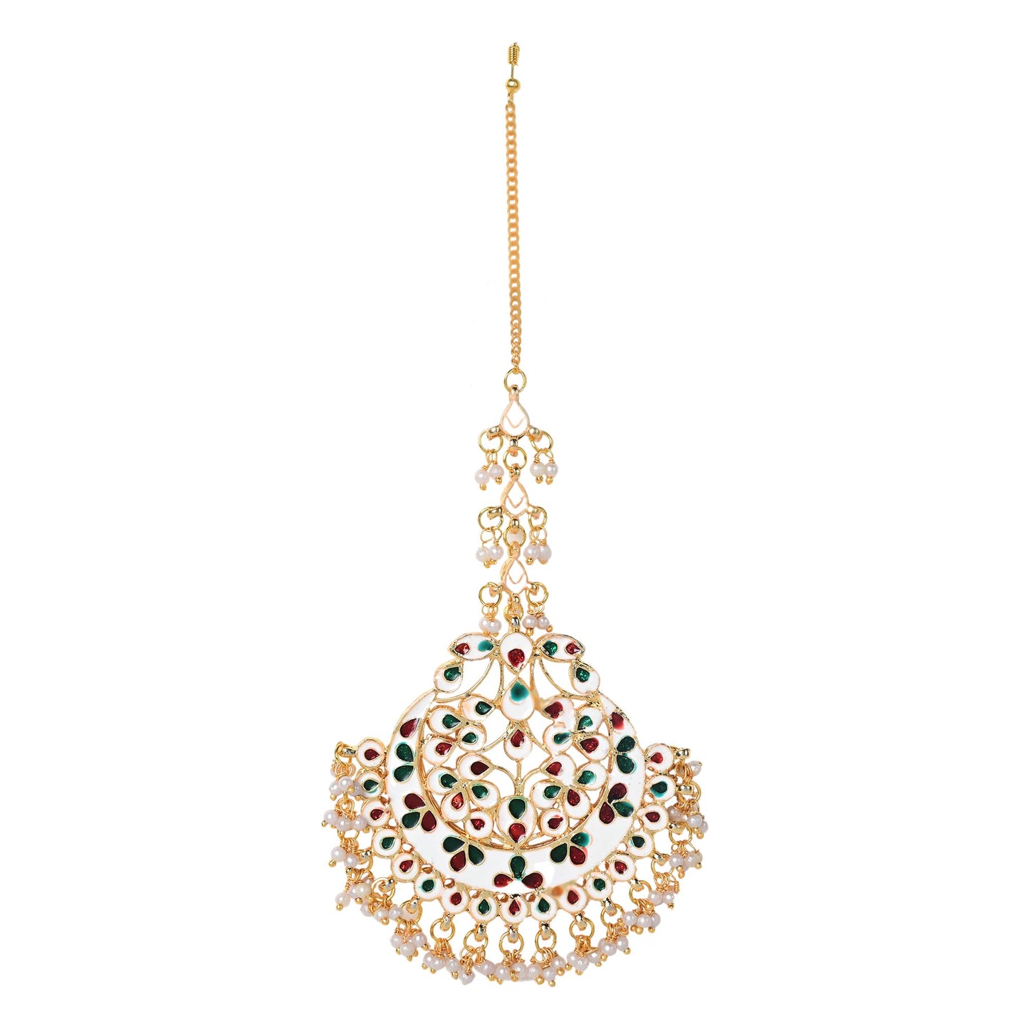 Jewellity Traditional Gold Kundan Maangtikka, Sheeshfool/Wedding/Hair Accessory, Indian Bridal Jewelry For Girls/Women TK-5259