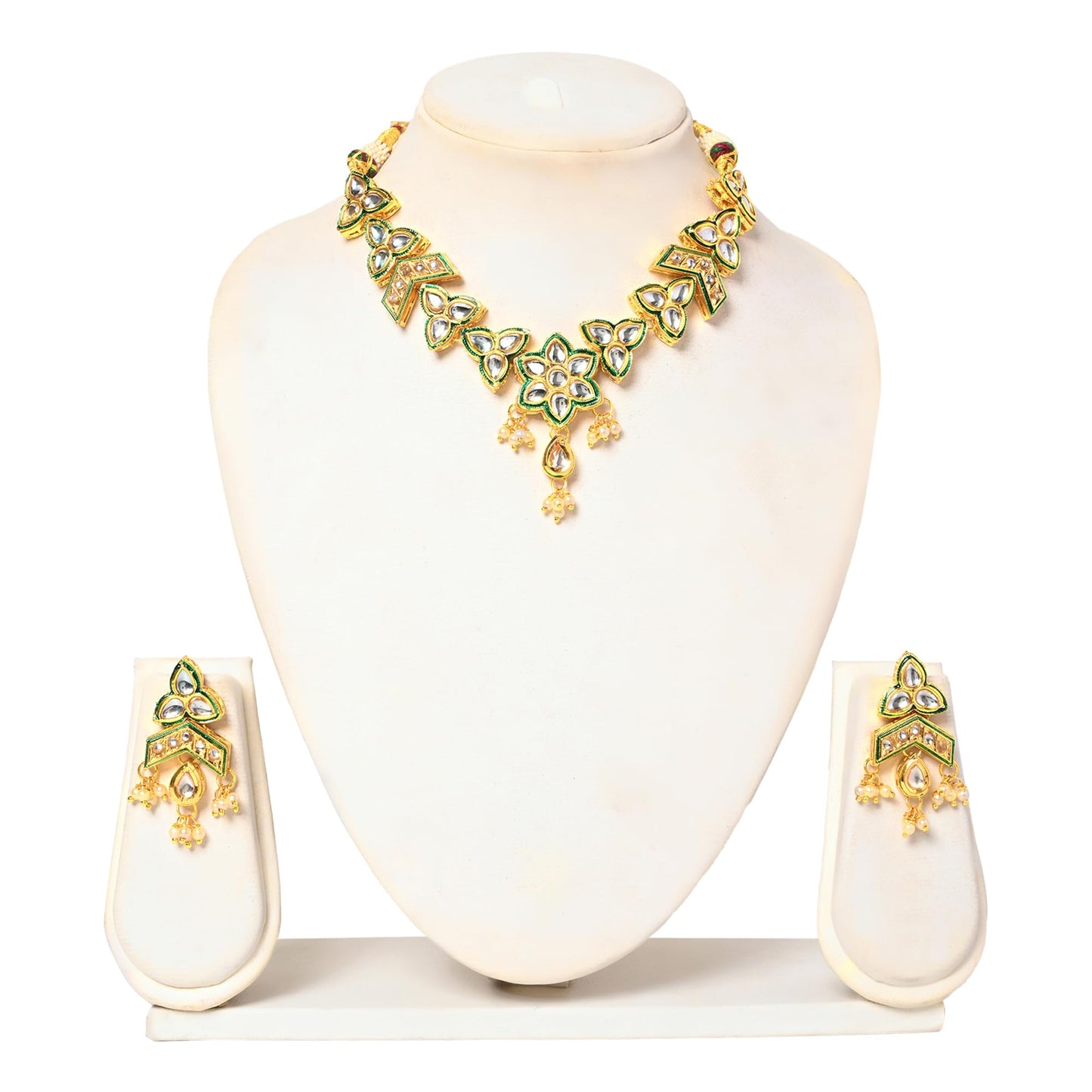 Jewellity Kundan Golden Necklace with Earrings for Girls/Women NSK-5143