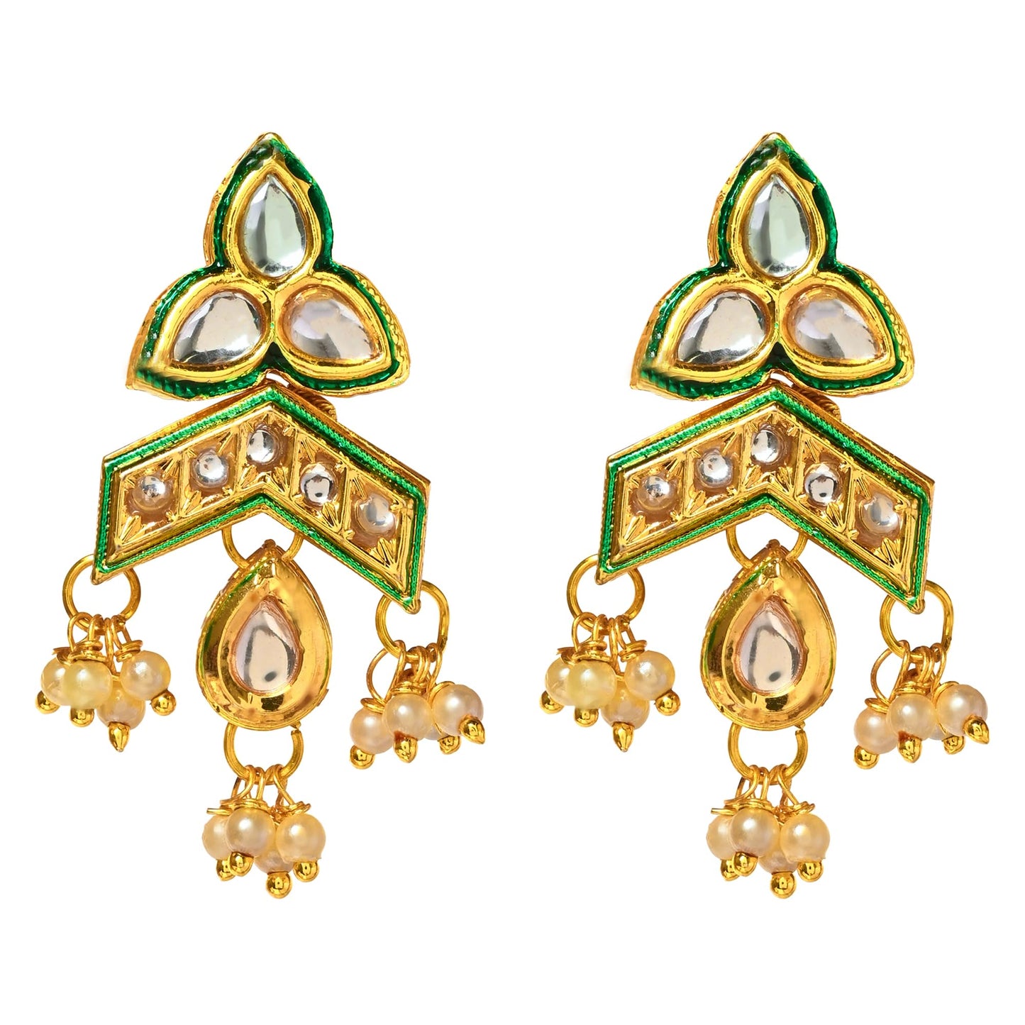Jewellity Kundan Golden Necklace with Earrings for Girls/Women NSK-5143