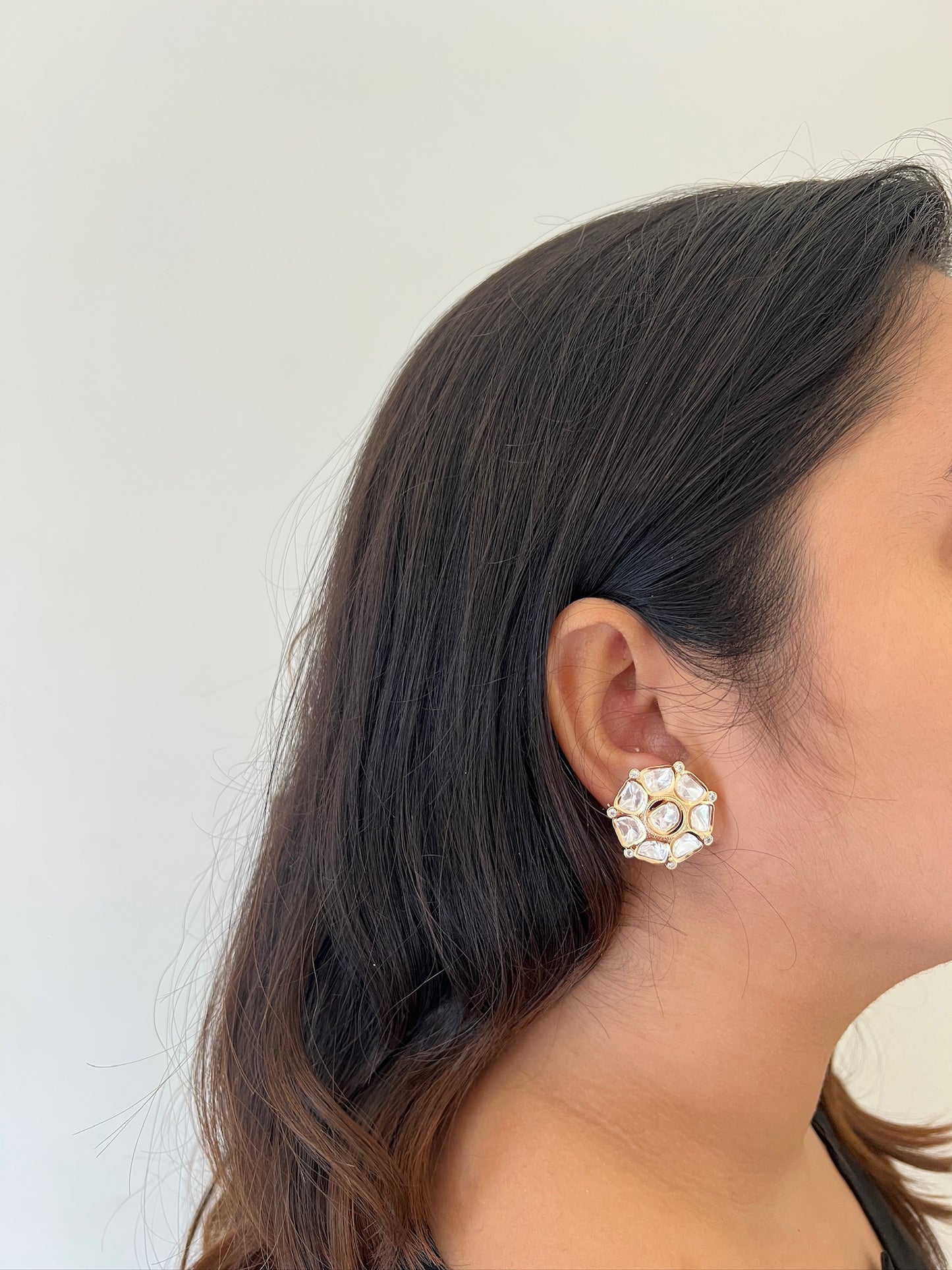 Floral Crystal Moissanite Studs