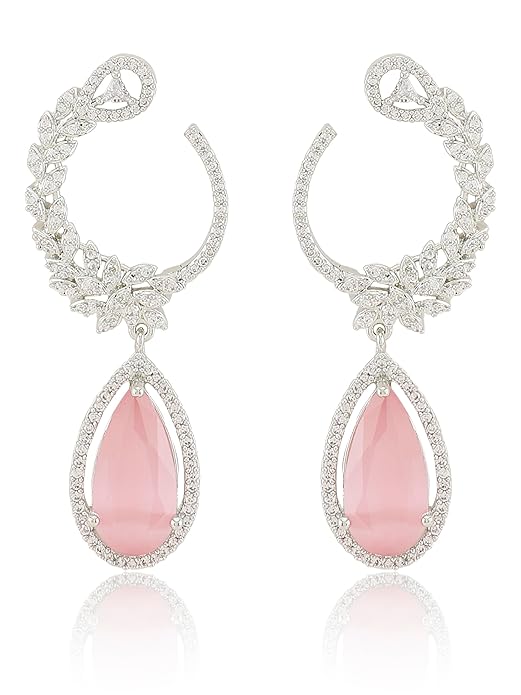 Statement Pink Rain Drop Earrings (ERA-780)