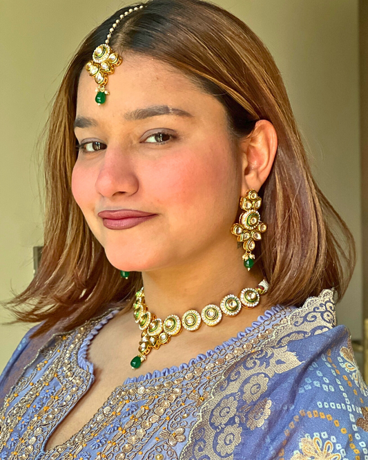 Statement Green Emerald Necklace Set