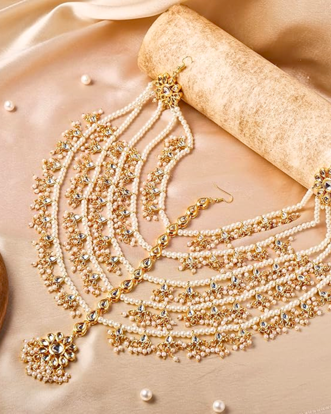 Traditional Kundan Pearl Jaal Mathapatti / Sheeshfool