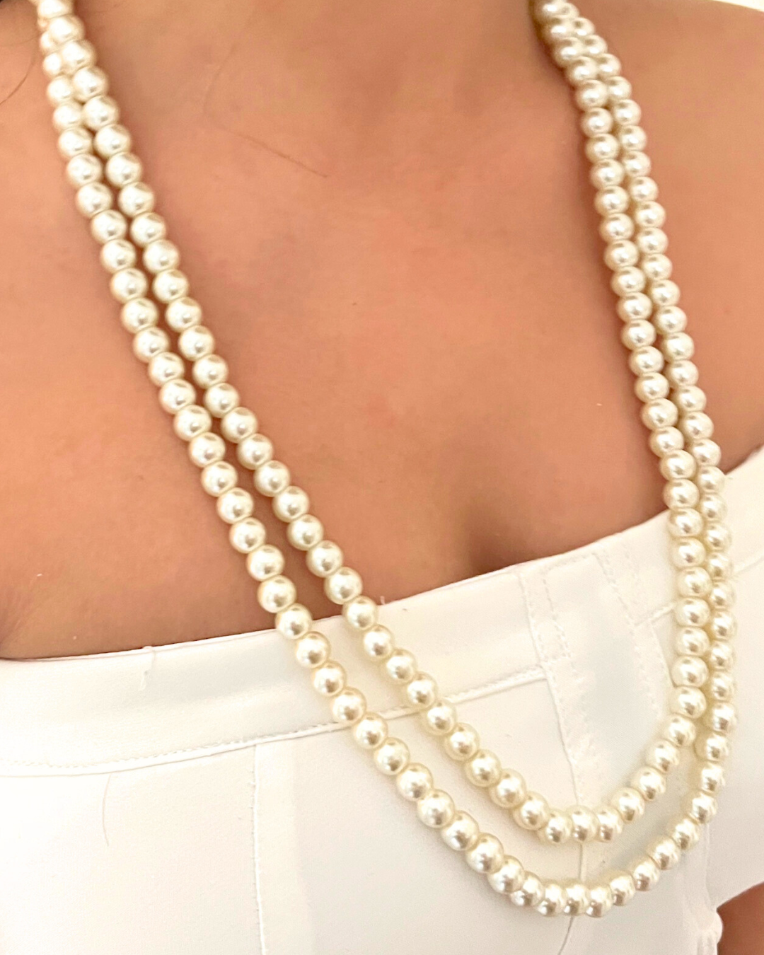 Double Layer Pearls Moti  Necklace
