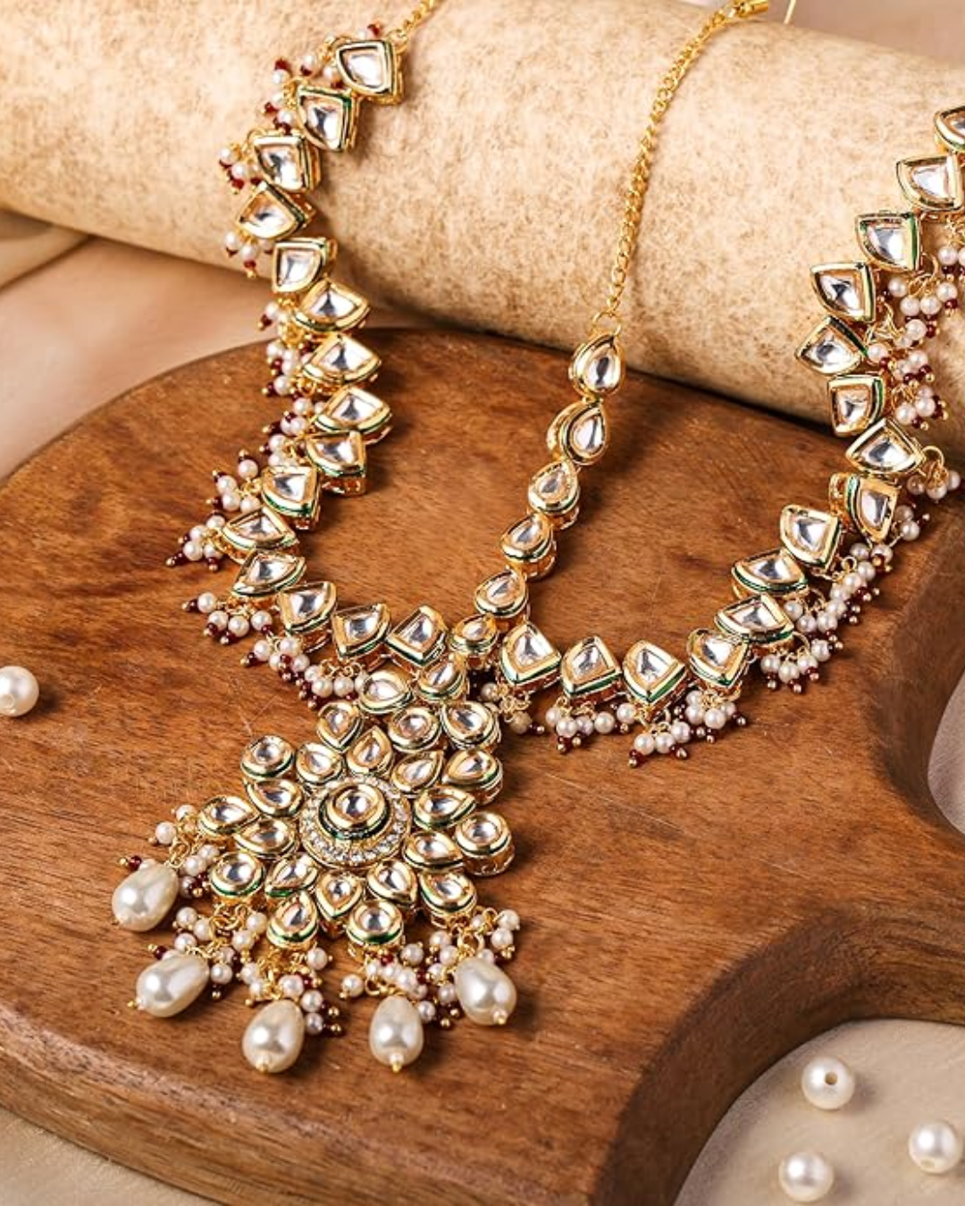 White Kundan Mathapatti/Sheeshfool