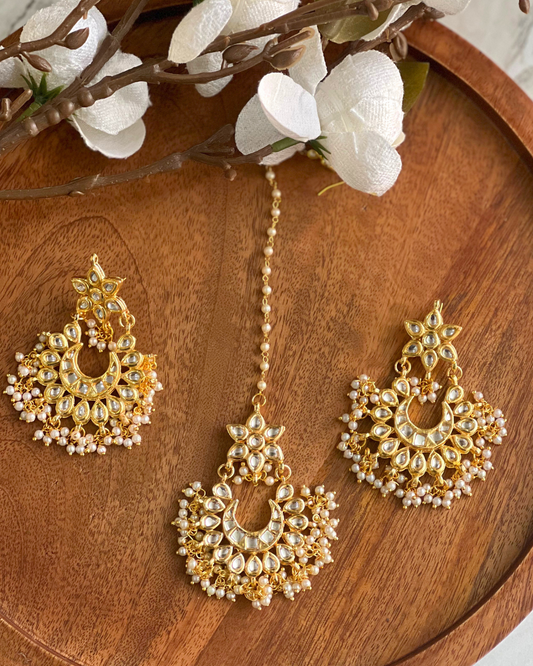 Chandni Glow Maang Tikka & Earrings