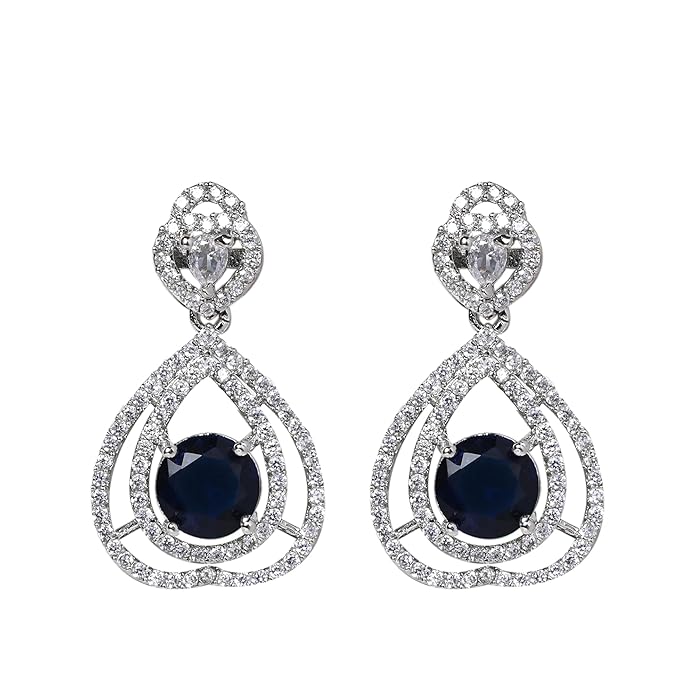 Blue Heart Drop Earrings