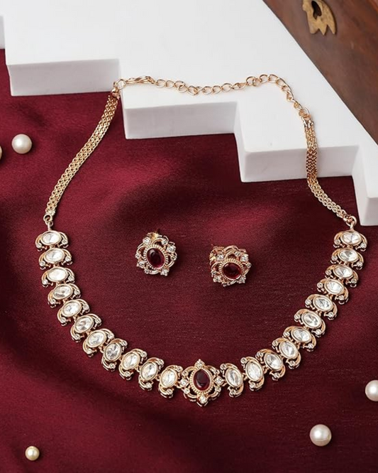 Sleek Ruby Rose Gold Moissanite Necklace