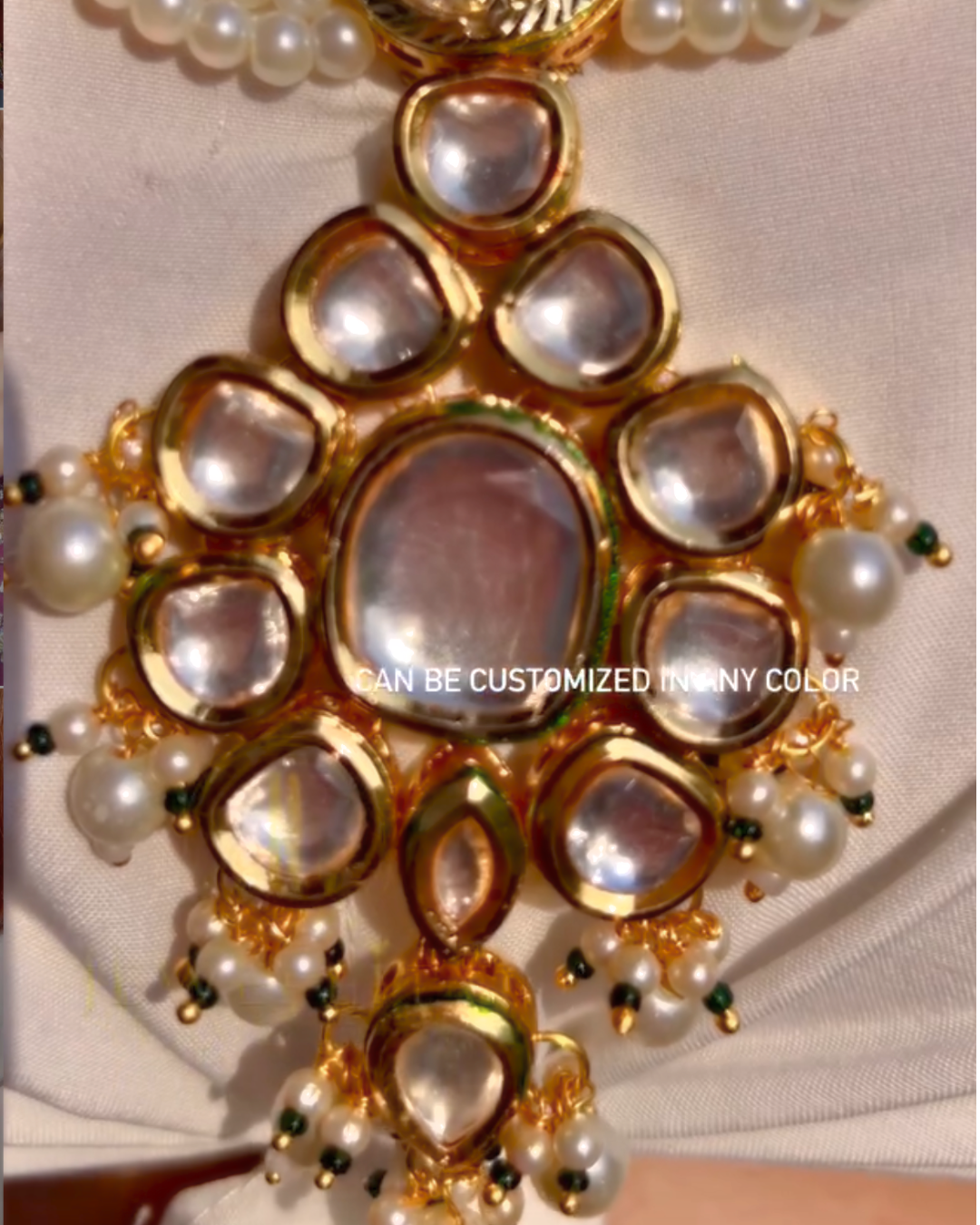 Maroon and white Noor Serenity Kundan Set