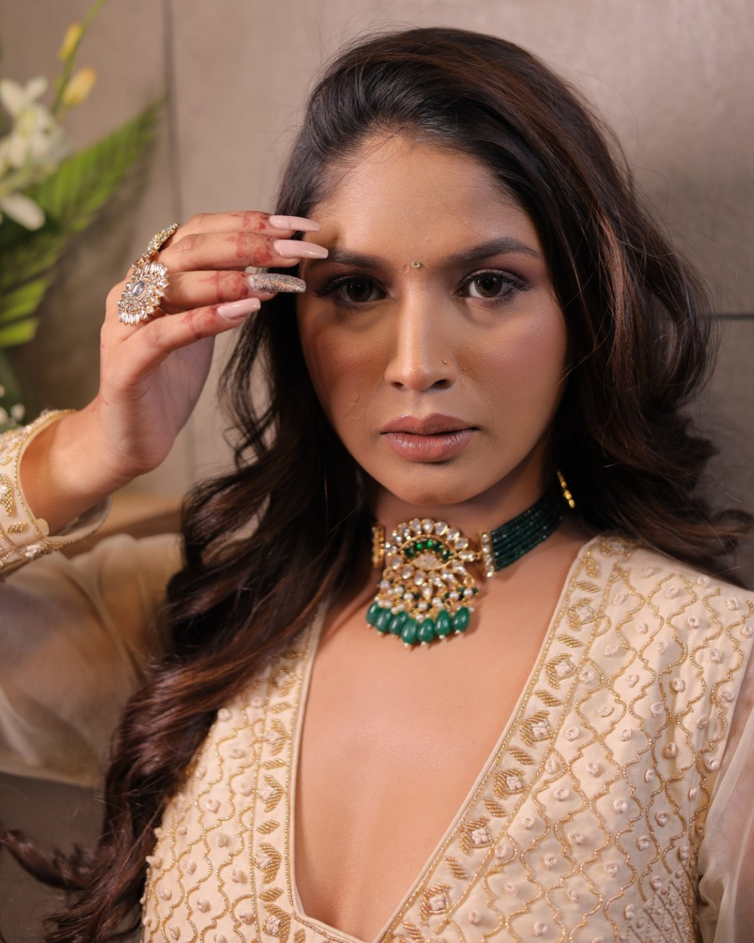 Zari Noor Polki Choker Set
