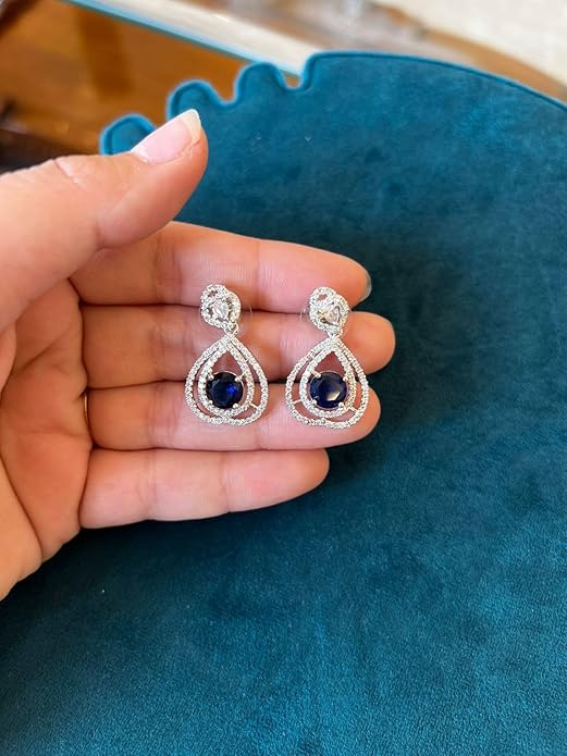 Blue Heart Drop Earrings