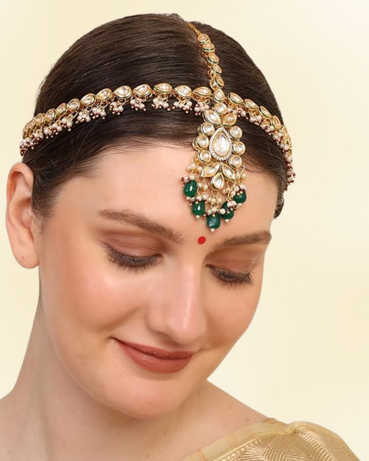Green Kundan Mathapatti/ Sheeshfool