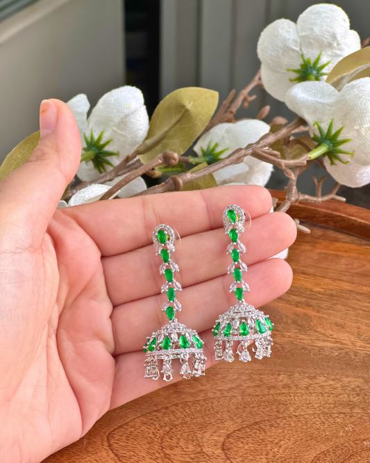 Green Diamond Jhumkis