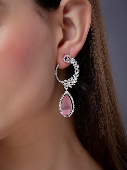 Statement Pink Rain Drop Earrings (ERA-780)