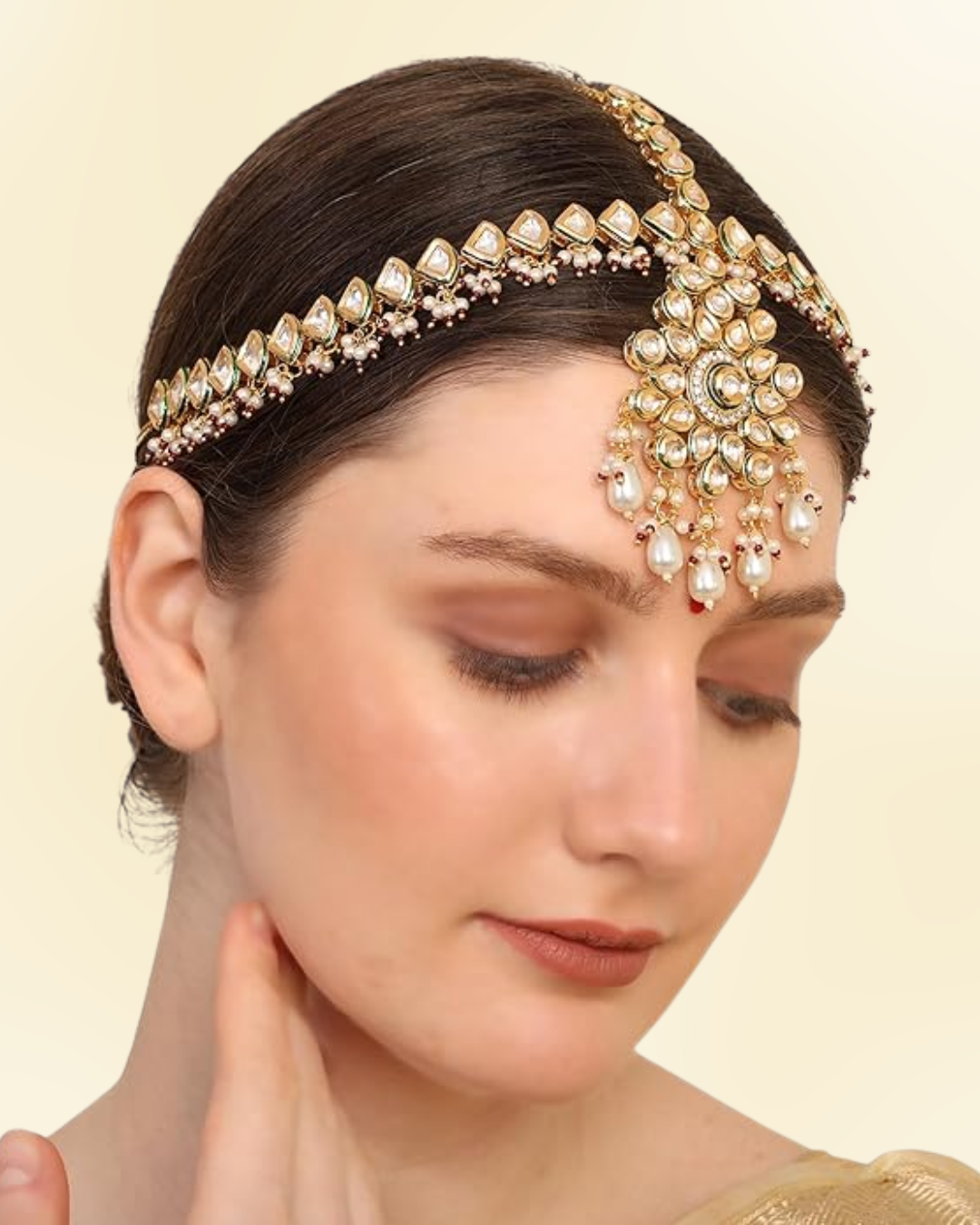 White Kundan Mathapatti/Sheeshfool