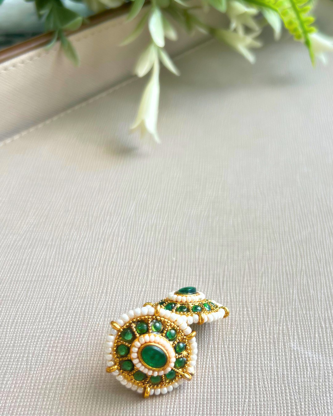 Green Pearls Studs