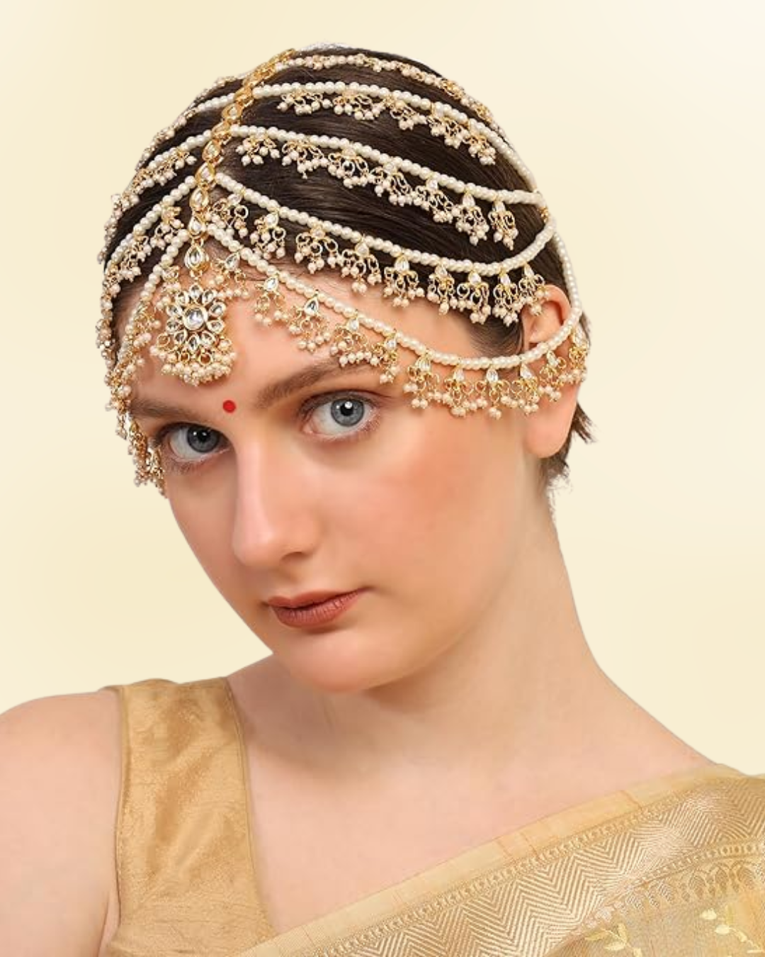 Traditional Kundan Pearl Jaal Mathapatti / Sheeshfool