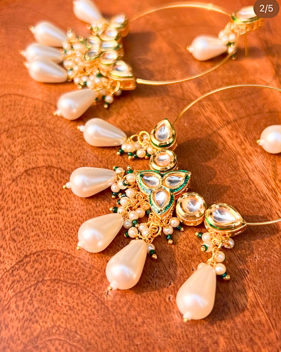 White Kundan Bali Dangle Earrings