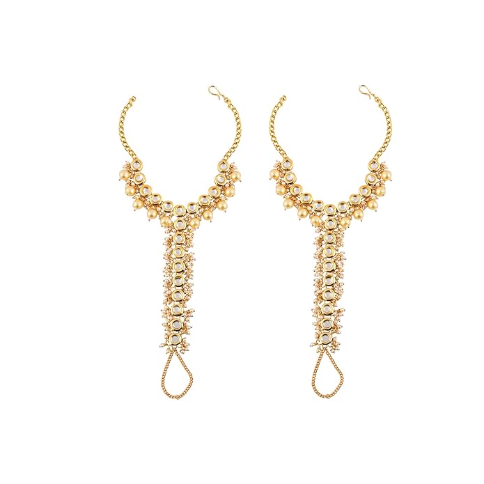 Gold rounded Kundan Anklet (Set of 2) AK-5268
