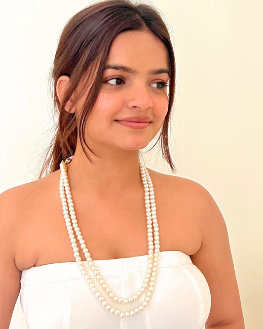 Double Layer Pearls Moti  Necklace