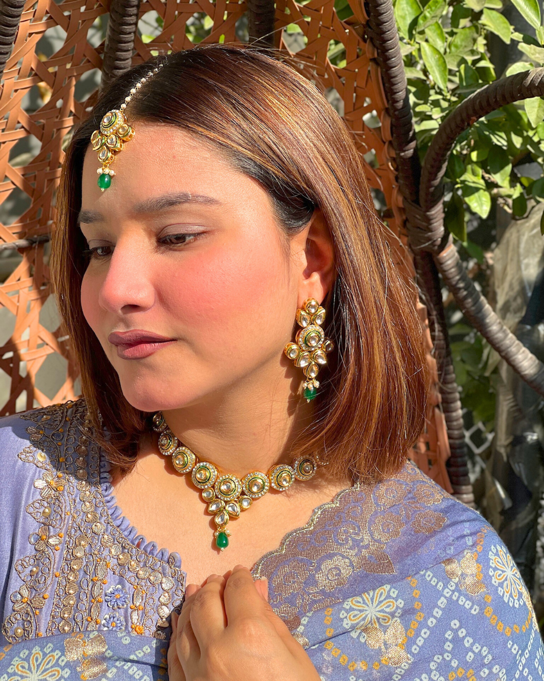 Statement Green Emerald Necklace Set
