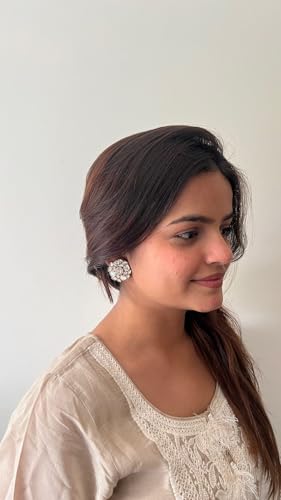 Big Moissanite Floral Stud Earrings