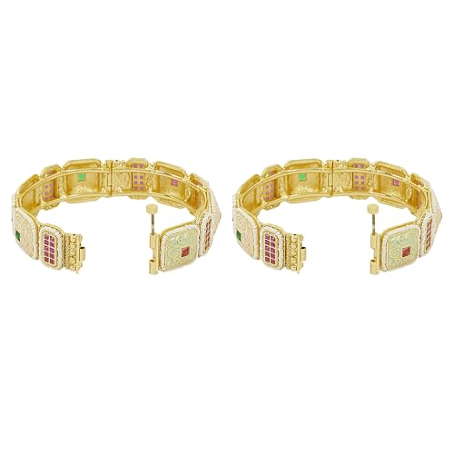Multicolour Gold Plated Openable Bangles (Set of 2)