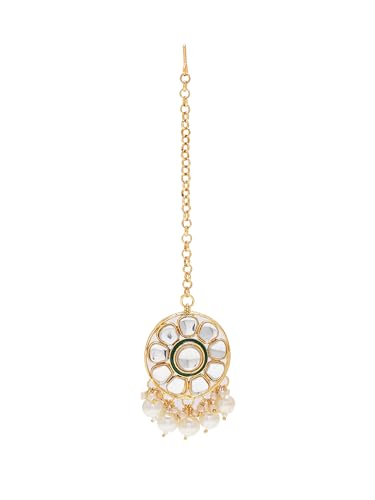 Jewellity White Necklace WIth Earring Kundan Jhumka And Maang Tika Set | Fancy Jewellery For Wedding, Festive, Engagement, Anniversary For Women's And Girl's