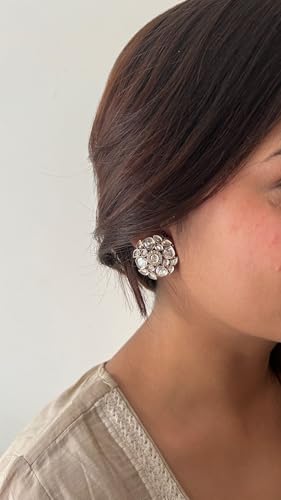 Big Moissanite Floral Stud Earrings