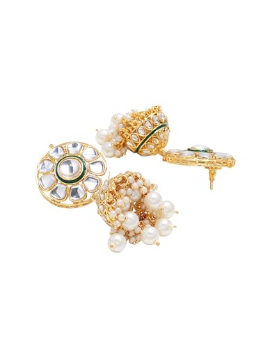 Jewellity White Necklace WIth Earring Kundan Jhumka And Maang Tika Set | Fancy Jewellery For Wedding, Festive, Engagement, Anniversary For Women's And Girl's