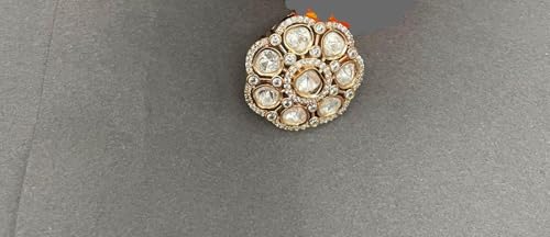 Rose-Cut Moissanite Polki Cocktail Adjustable Ring