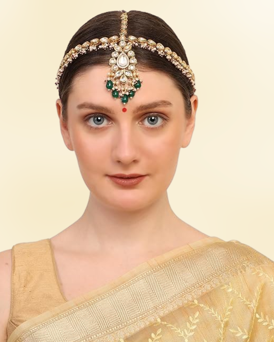 Green Kundan Mathapatti/ Sheeshfool