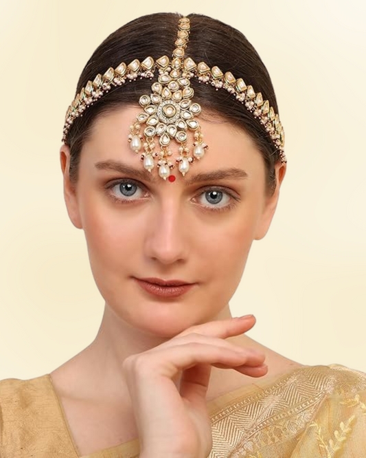 White Kundan Mathapatti/Sheeshfool