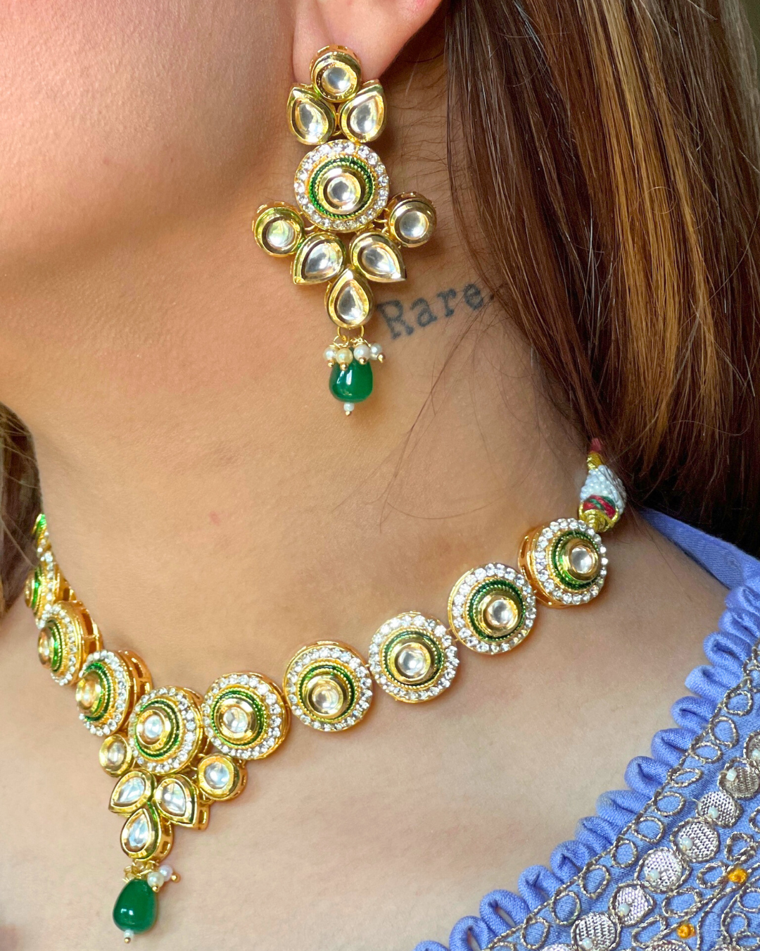 Statement Green Emerald Necklace Set