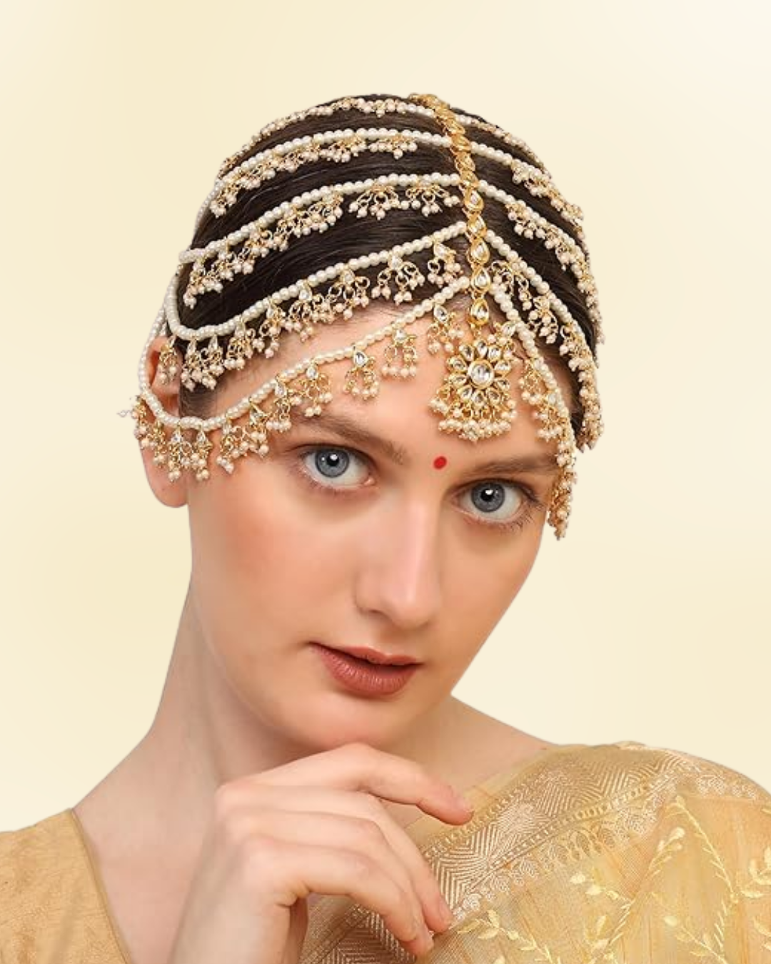 Traditional Kundan Pearl Jaal Mathapatti / Sheeshfool