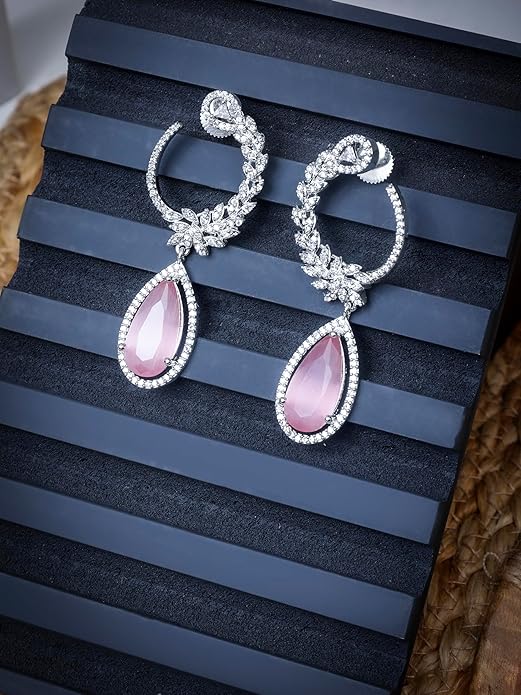 Statement Pink Rain Drop Earrings (ERA-780)