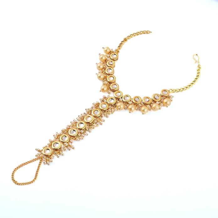 Gold rounded Kundan Anklet (Set of 2) AK-5268