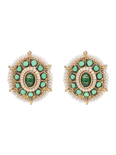 Green Pearls Studs