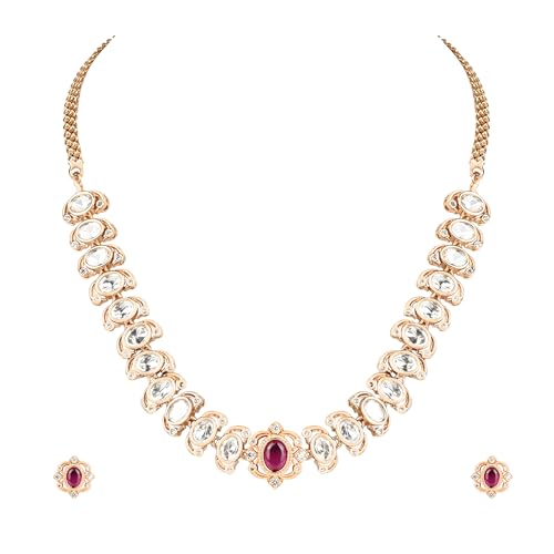 Sleek Ruby Rose Gold Moissanite Necklace