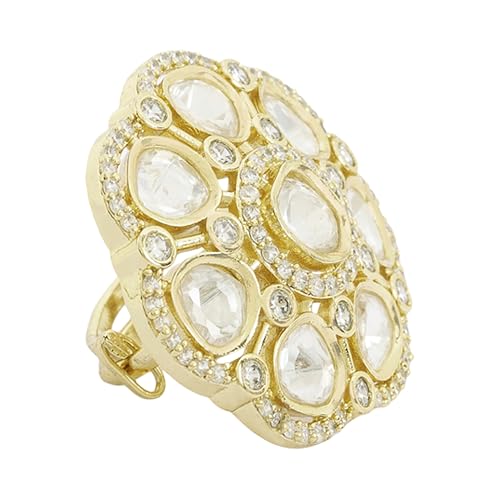 Rose-Cut Moissanite Polki Cocktail Adjustable Ring